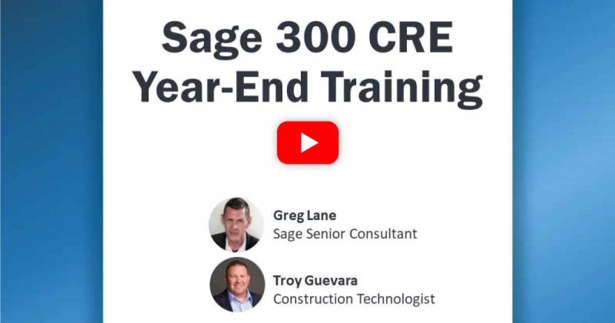 Sage 300 CRE Year-End Training