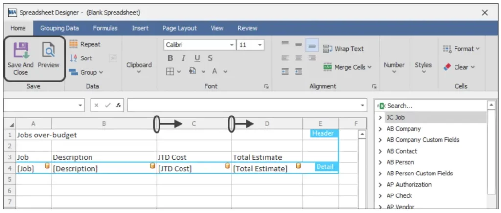 MyAssistant 22.1: An easier way to send things like AR Aging, AP Invoice Register and Cost to Completion data in an Excel
format.