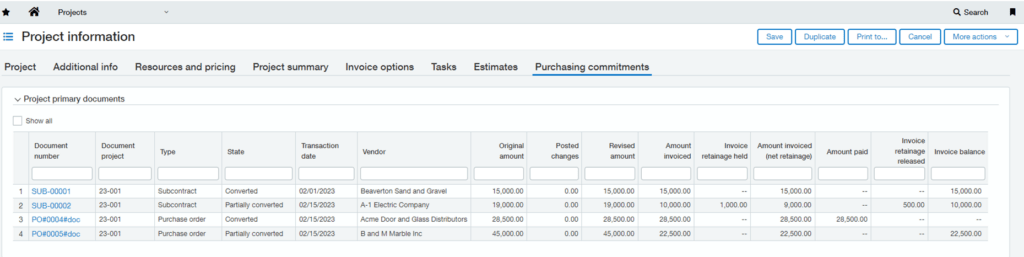 Sage Intacct Construction 2023 Release 2: Increase visibility by showing all project commitments