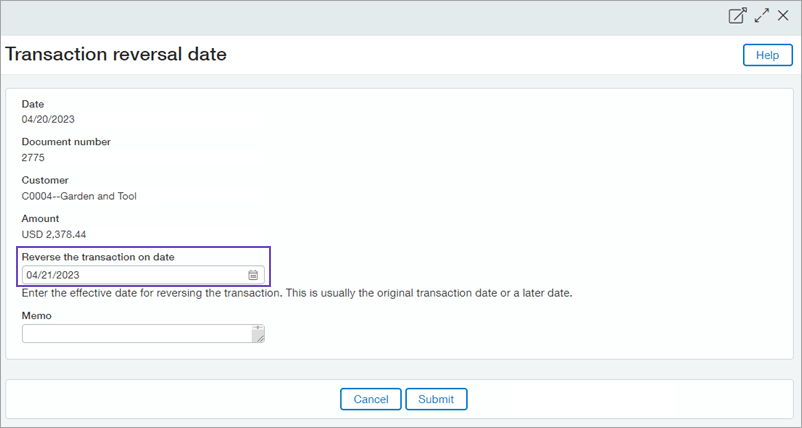 Sage Intacct 2023 Release 2: Edit the reversal date on posted payment reversal transactions