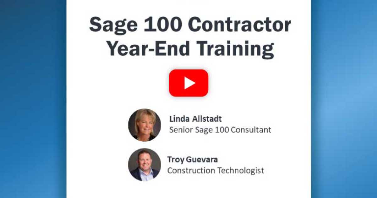 Sage 100 Contractor Year End Training