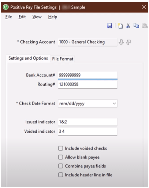 Sage 100 Contractor Version 26.1: Positive Pay File Enhancements