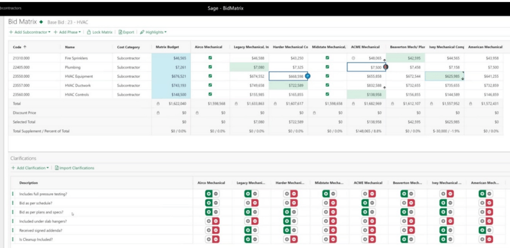 Sage Estimating New Cloud Feature: Advanced Bid Analysis